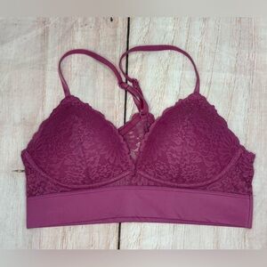 Victoria's Secret Bralette L Mauve Pink Lace Lightly Lined Pullover Triangle
